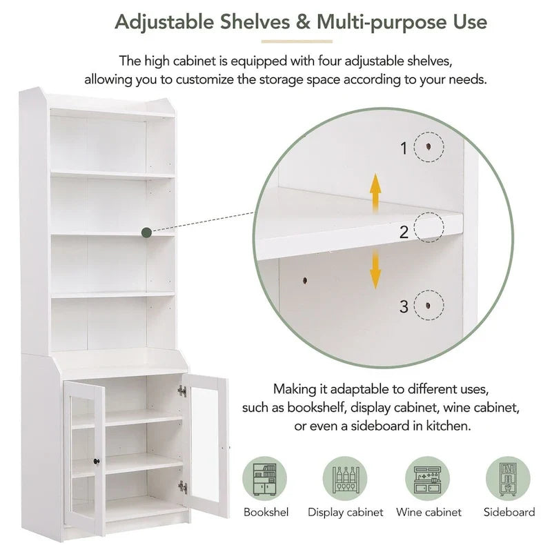Tall Cabinet with Adjustable Shelves for Living Room