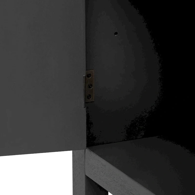 Caractéristiques uniques d’un meuble plaqué frêne avec portes à motif de lignes rayonnantes, idéal pour les salons et les couloirs