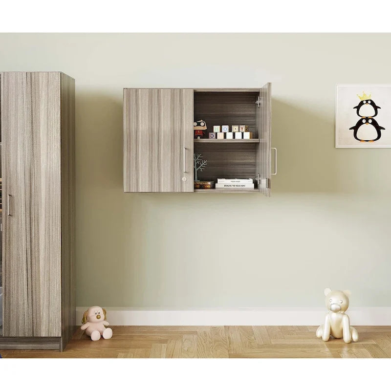 Wood Grain Floating Wall Cabinet