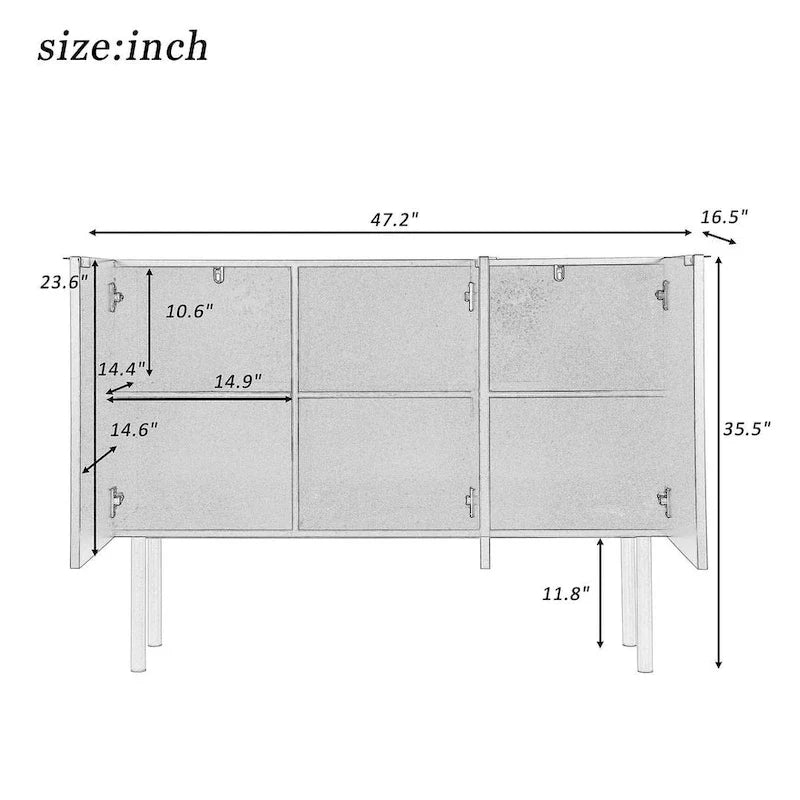 47 Buffet-Sideboard im modernen, schlichten Luxus-Stil mit verstellbaren Einlegeböden