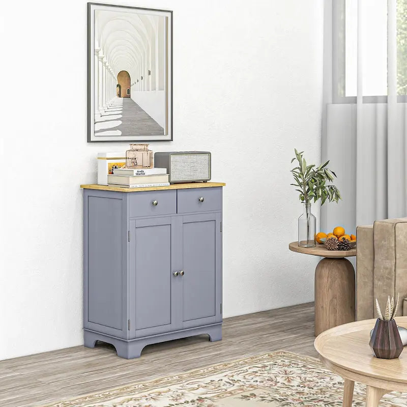 Buffet-Sideboard, Küchenschrank mit Doppeltür, Kaffeebar mit Stauraum, 2 Schubladen und verstellbarem Einlegeboden