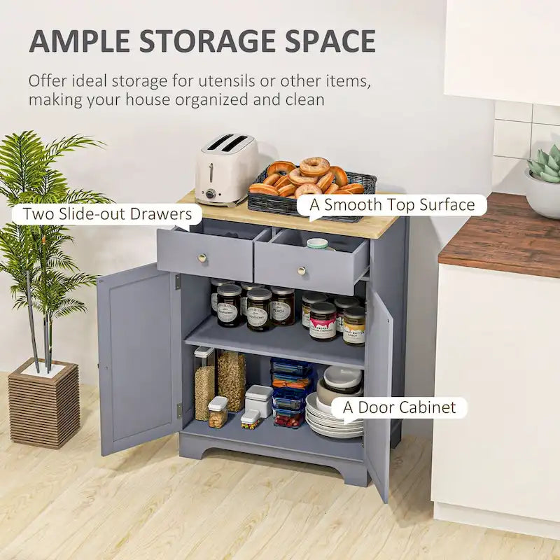 Buffet-Sideboard, Küchenschrank mit Doppeltür, Kaffeebar mit Stauraum, 2 Schubladen und verstellbarem Einlegeboden