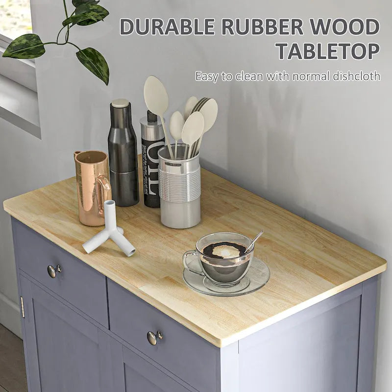 Buffet-Sideboard, Küchenschrank mit Doppeltür, Kaffeebar mit Stauraum, 2 Schubladen und verstellbarem Einlegeboden