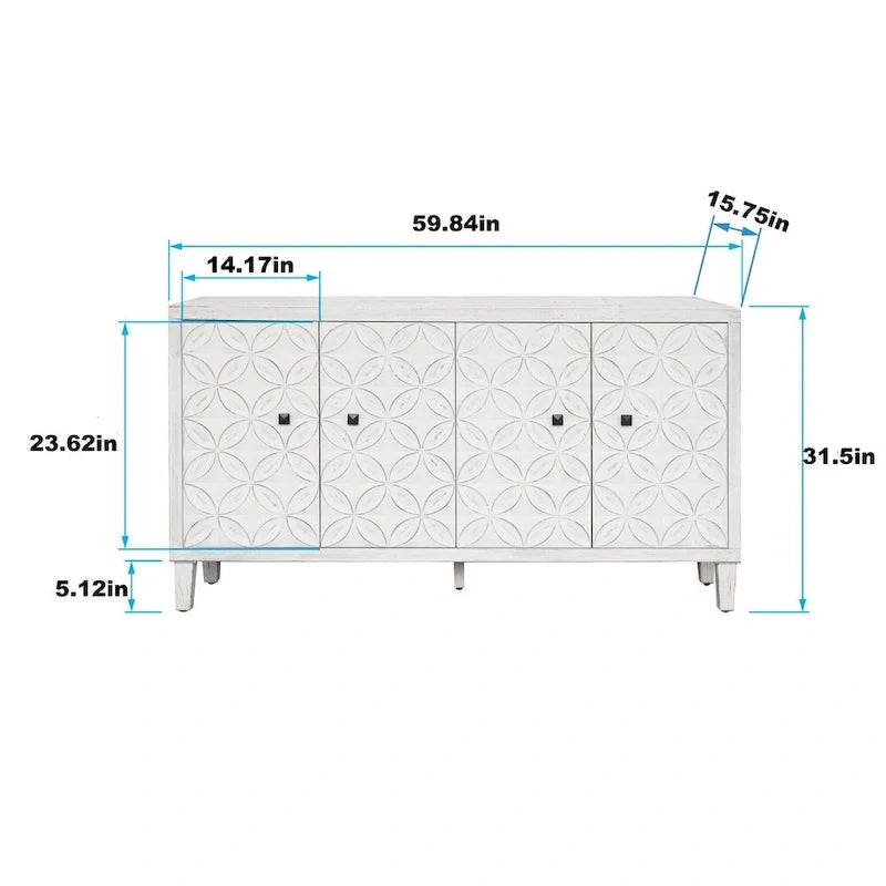 Akzentschrank aus Holz mit 4 Türen, Sideboard und Anrichte
