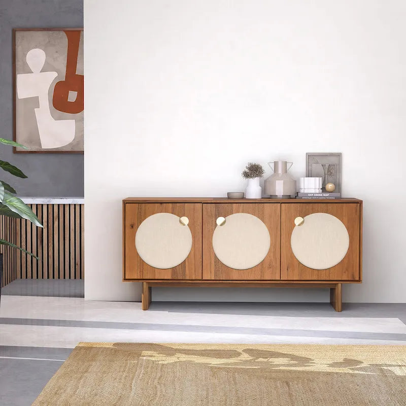 Buffet moderne large effet noyer