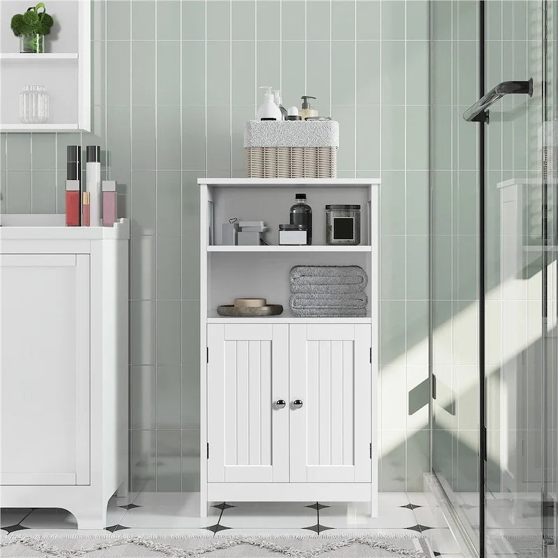 Meuble de salle de bains en bois à 5 niveaux avec étagère réglable