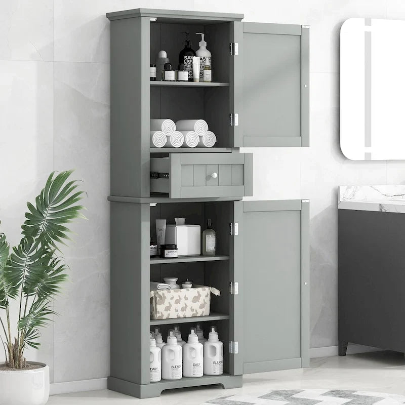Armoire de rangement autoportante avec tiroir et étagère réglable