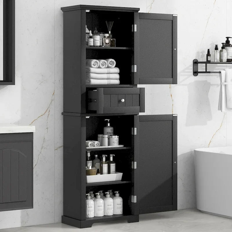Armoire de rangement autoportante avec tiroir et étagère réglable