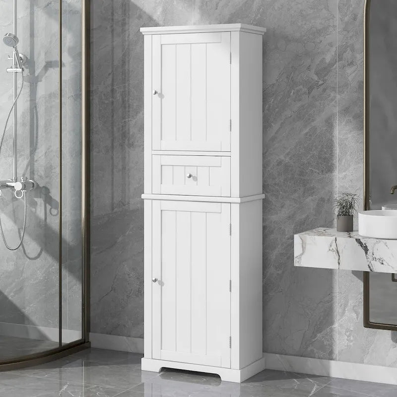 Armoire de rangement autoportante avec tiroir et étagère réglable