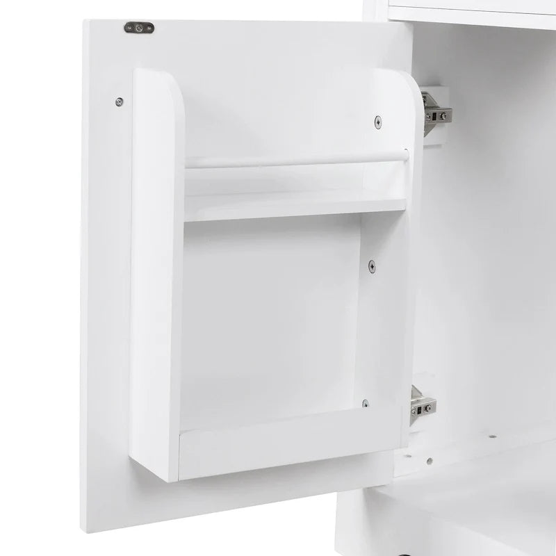 Mueble de baño con lavabo, puerta y dos cajones
