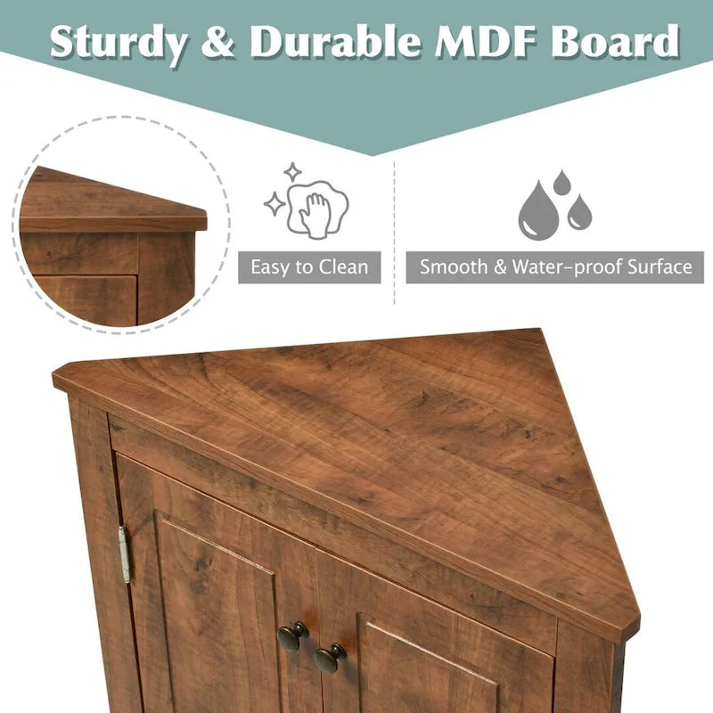 Bathroom Storage Cabinet with Adjustable Shelves Freestanding Floor Cabinet