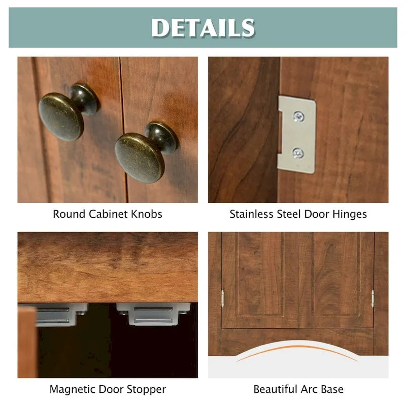 Bathroom Storage Cabinet with Adjustable Shelves Freestanding Floor Cabinet