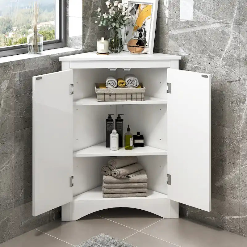 Bathroom Storage Cabinet with Adjustable Shelves Freestanding Floor Cabinet