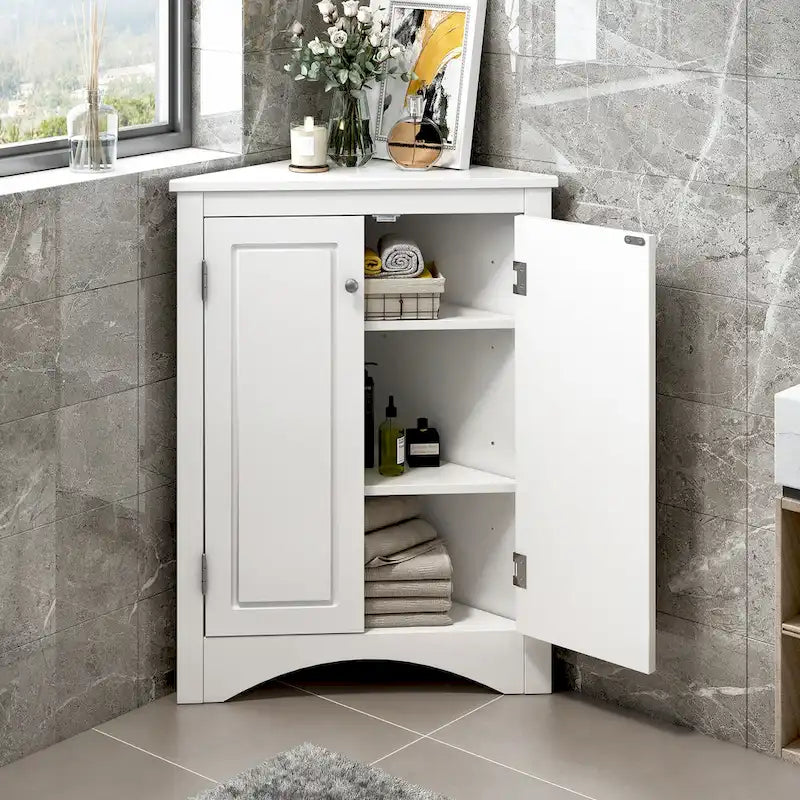 Bathroom Storage Cabinet with Adjustable Shelves Freestanding Floor Cabinet