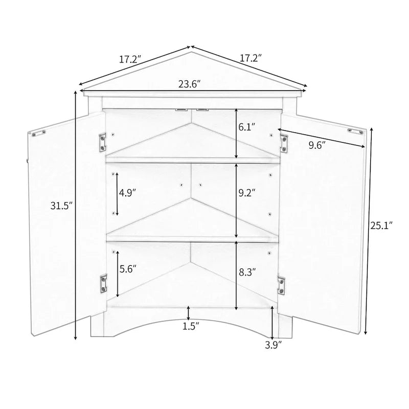 Bathroom Storage Cabinet with Adjustable Shelves Freestanding Floor Cabinet