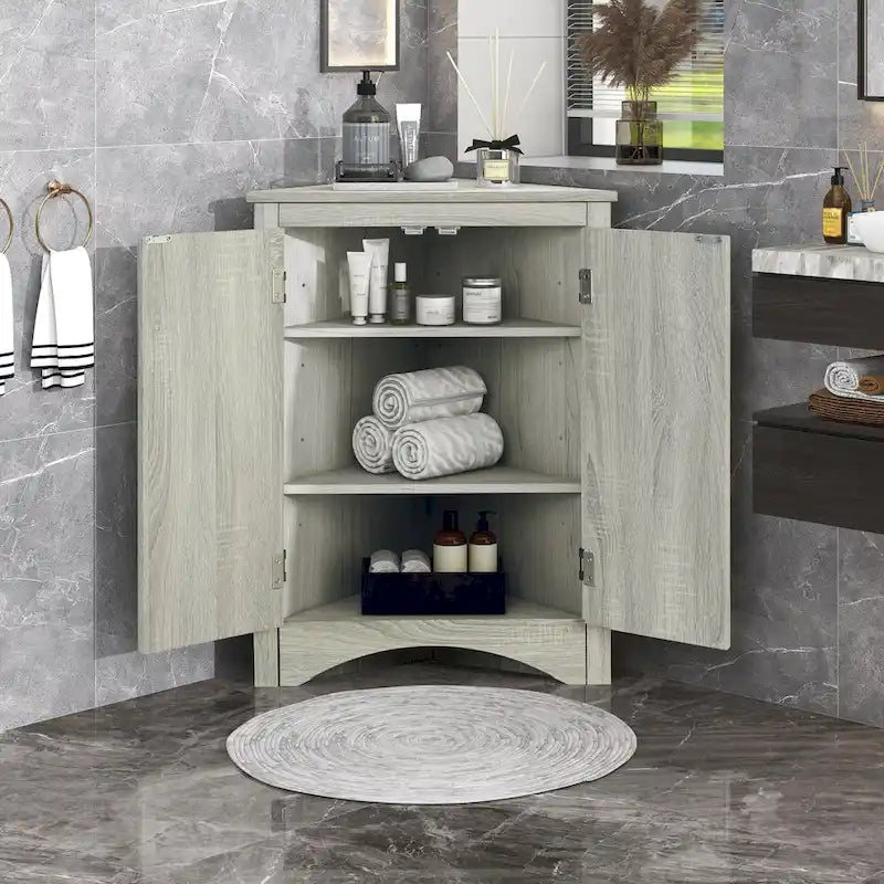 Bathroom Storage Cabinet with Adjustable Shelves Freestanding Floor Cabinet