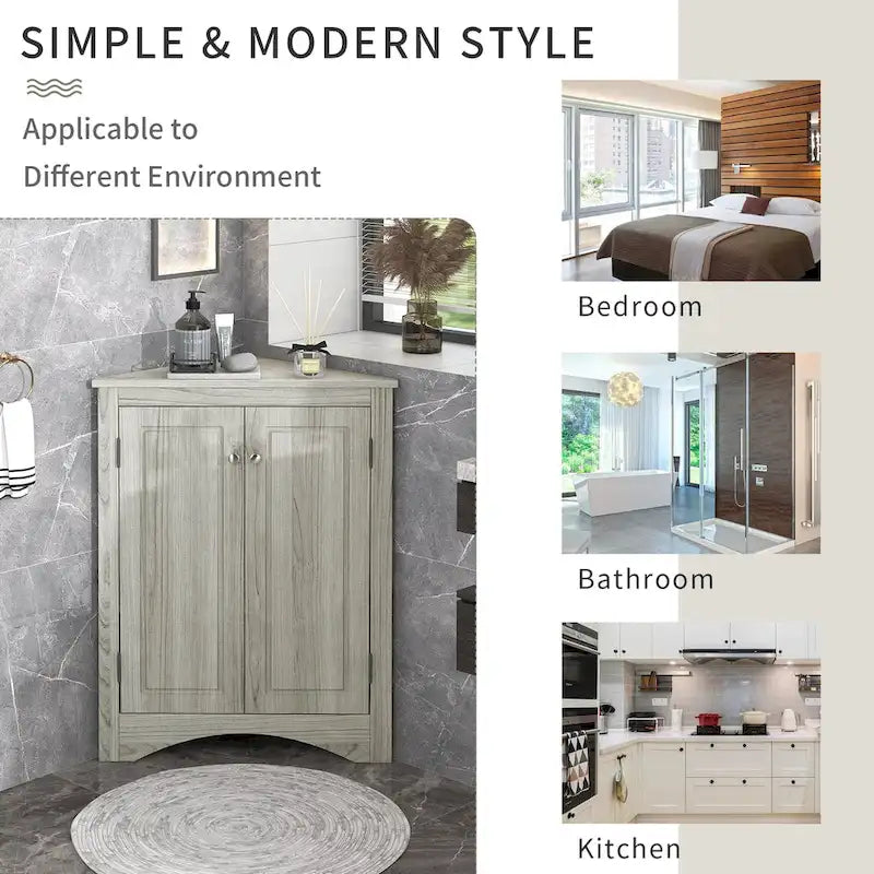 Bathroom Storage Cabinet with Adjustable Shelves Freestanding Floor Cabinet