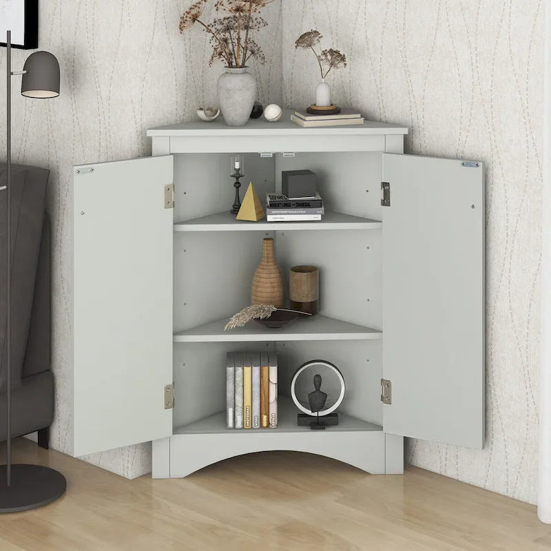Bathroom Storage Cabinet with Adjustable Shelves Freestanding Floor Cabinet