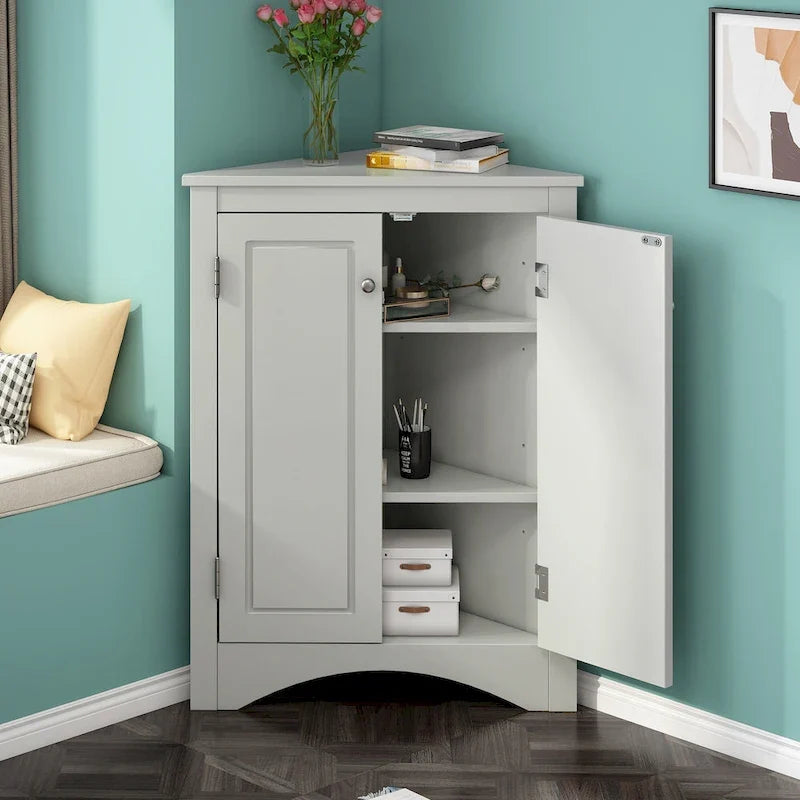 Bathroom Storage Cabinet with Adjustable Shelves Freestanding Floor Cabinet