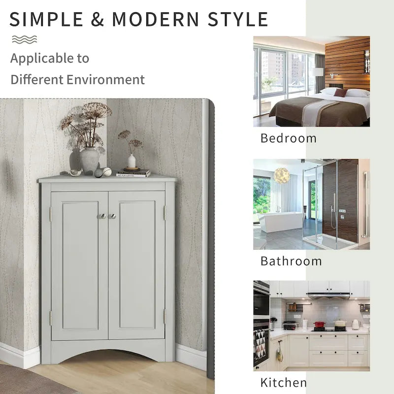 Bathroom Storage Cabinet with Adjustable Shelves Freestanding Floor Cabinet