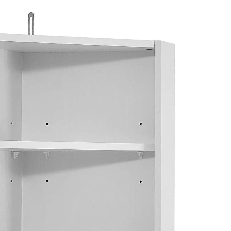 Hoher moderner Badezimmer-Eckschrank aus Holz mit Metallgriffen