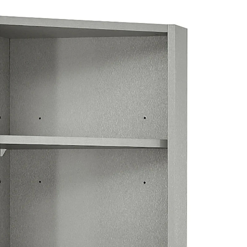 Hoher moderner Badezimmer-Eckschrank aus Holz mit Metallgriffen