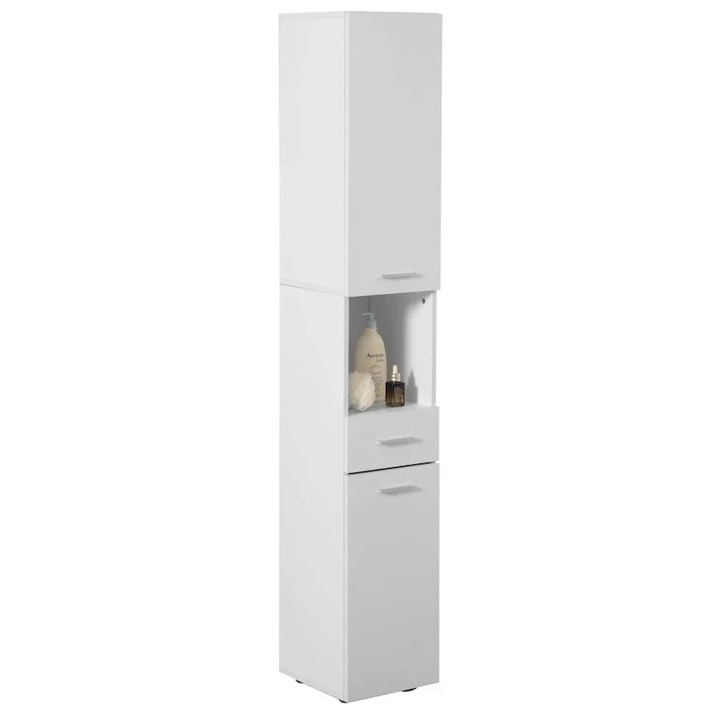 71.5 Inches Tall Thin Corner Shelf Floor Cabinet with 2 Doors, 1 Drawer, Freestanding Linen Tower Cabinet