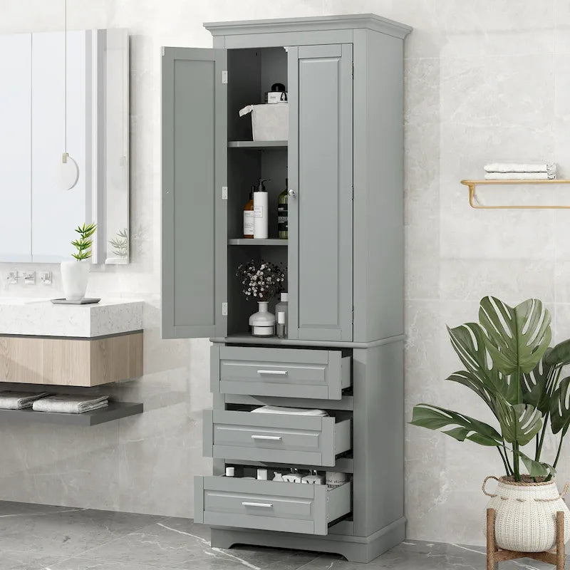 Armoire de rangement haute avec trois tiroirs