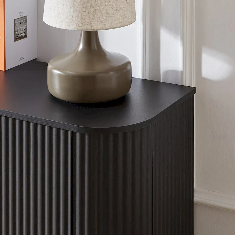 Buffet de rangement, meuble TV avec motif ondulé, buffet en bois à rayures verticales