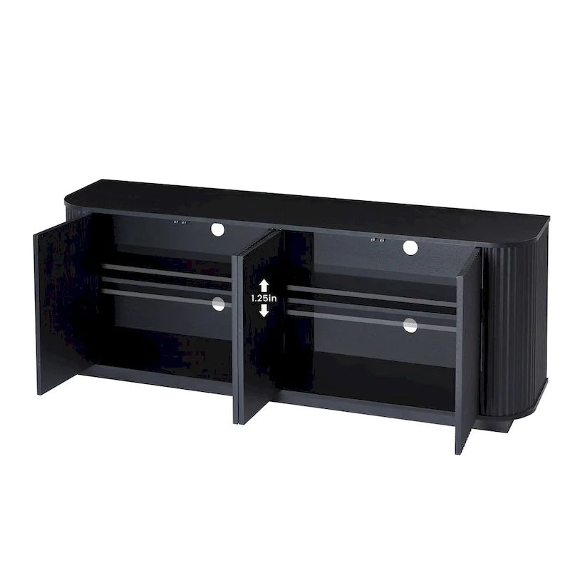 Buffet de rangement, meuble TV avec motif ondulé, buffet en bois à rayures verticales