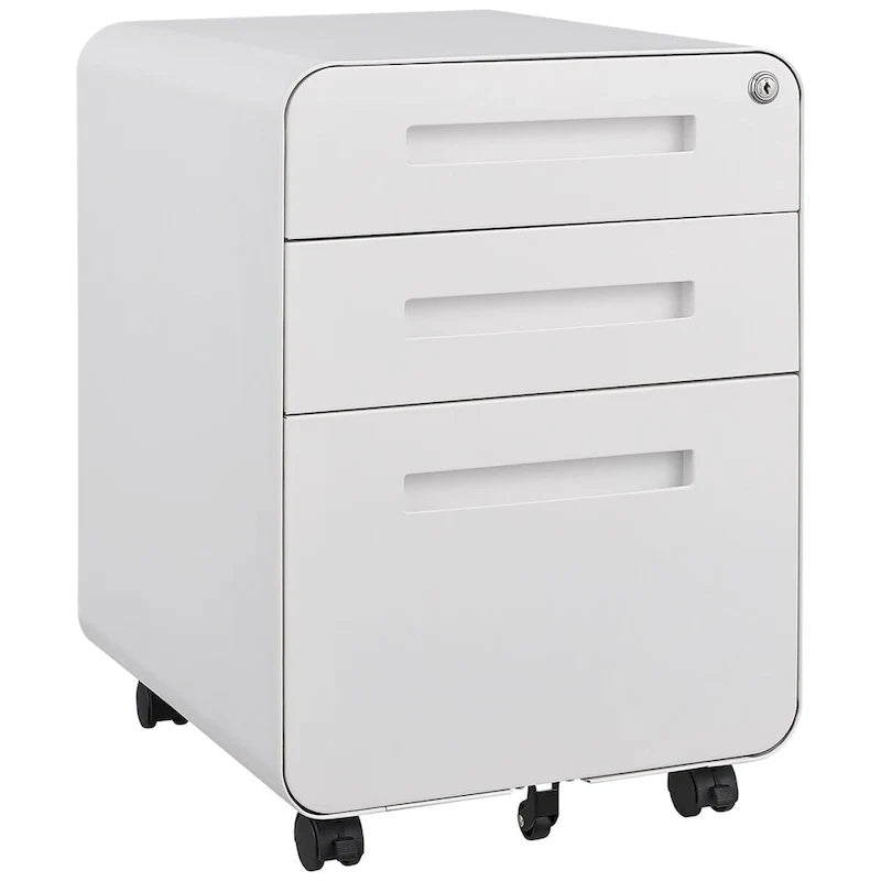 3 Drawer Mobile File Cabinet,Versatile Cabinet,5 Wheel Design Anti-Tilting Cold Rolled Steel Waterproof Moisture-Proof