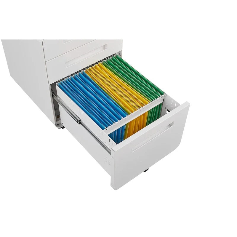 Rollcontainer mit drei Schubladen, vielseitiger Schrank, kippsicheres Design mit fünf Rollen, aus kaltgewalztem Stahl, wasserfest und feuchtigkeitsbeständig