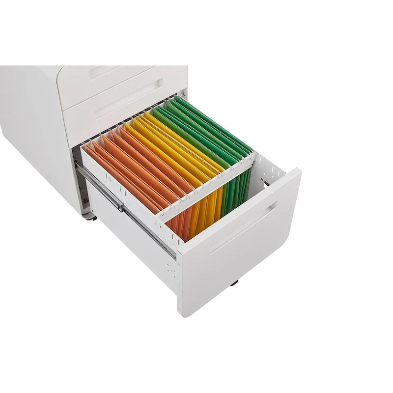 Rollcontainer mit drei Schubladen, vielseitiger Schrank, kippsicheres Design mit fünf Rollen, aus kaltgewalztem Stahl, wasserfest und feuchtigkeitsbeständig