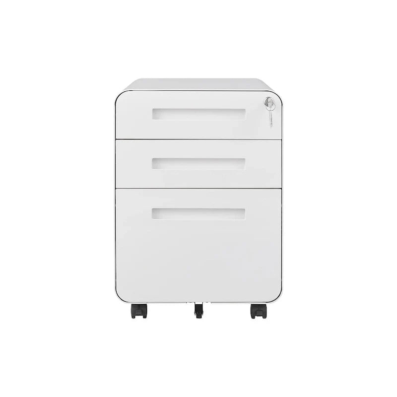 Rollcontainer mit drei Schubladen, vielseitiger Schrank, kippsicheres Design mit fünf Rollen, aus kaltgewalztem Stahl, wasserfest und feuchtigkeitsbeständig