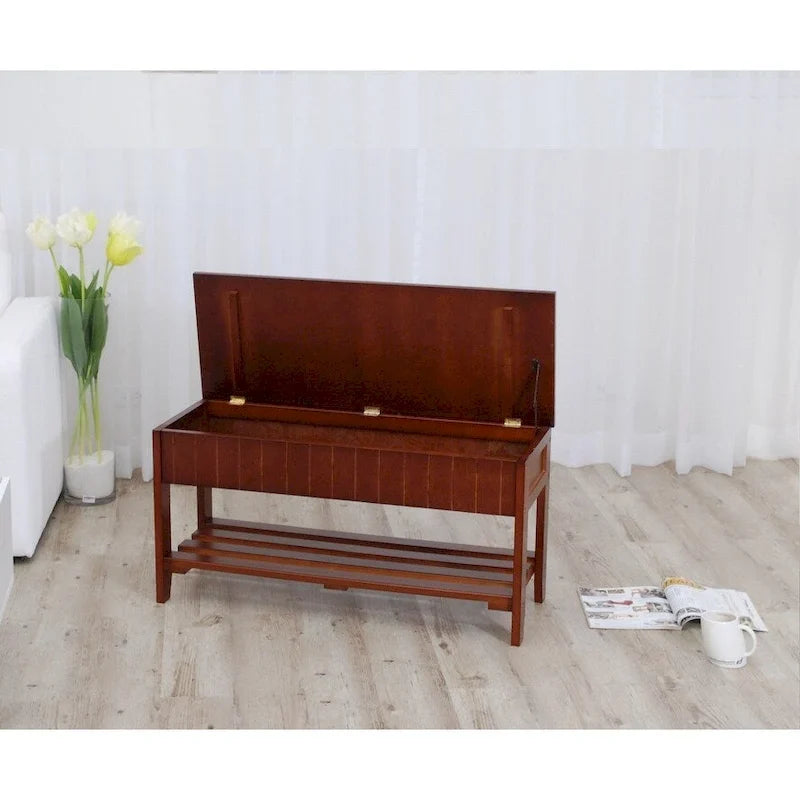 Banc à chaussures de qualité en bois massif avec rangement pour le salon