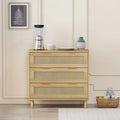 Meuble de rangement en chêne et rotin à 3 tiroirs pour la chambre, le salon et les couloirs